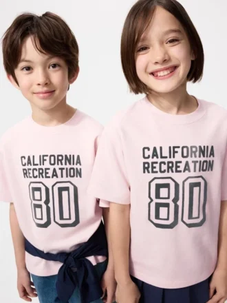 Camiseta infantil AIRism de algodón con estampado