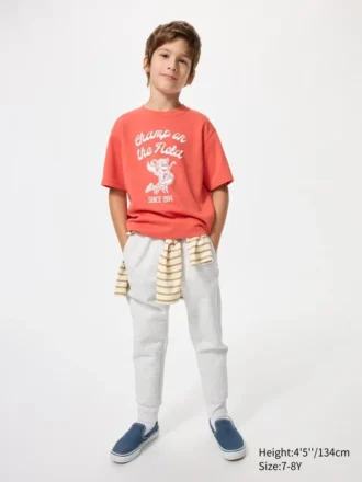 Camiseta infantil AIRism de algodón con estampado
