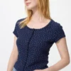 Camiseta mini con cuello abierto tipo waffle para mujer | Estampado Camiseta mini con cuello abierto tipo waffle para mujer | Estampado