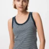 Camiseta sin mangas de mujer con canalé suave | A rayas Camiseta sin mangas de mujer con canalé suave | A rayas