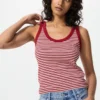 Camiseta sin mangas de mujer con canalé suave | A rayas Camiseta sin mangas de mujer con canalé suave | A rayas