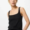 Camiseta sin mangas de punto calado para mujer Camiseta sin mangas de punto calado para mujer