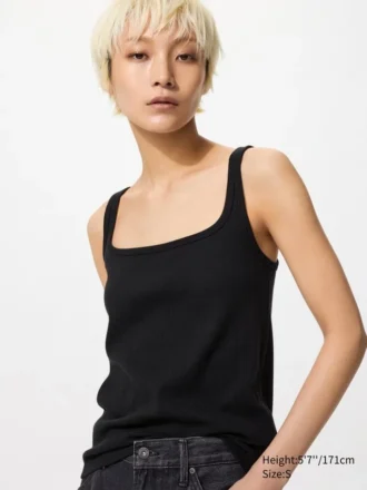 Camiseta sin mangas de punto calado para mujer