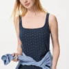 Camiseta sin mangas de punto calado para mujer | Estampado Camiseta sin mangas de punto calado para mujer | Estampado