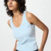 Camiseta sin mangas de punto elástico suave para mujer Camiseta sin mangas de punto elástico suave para mujer