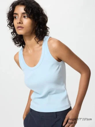 Camiseta sin mangas de punto elástico suave para mujer
