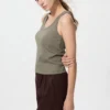 Camiseta sin mangas de punto elástico suave para mujer Camiseta sin mangas de punto elástico suave para mujer