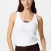 Camiseta sin mangas de punto elástico suave para mujer Camiseta sin mangas de punto elástico suave para mujer