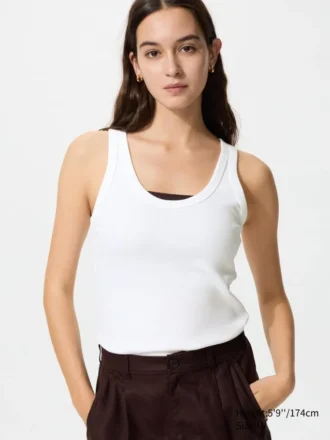 Camiseta sin mangas de punto elástico suave para mujer