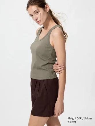 Camiseta sin mangas de punto elástico suave para mujer
