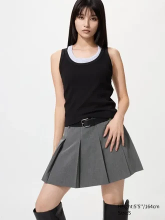 Camiseta sin mangas de punto elástico suave para mujer
