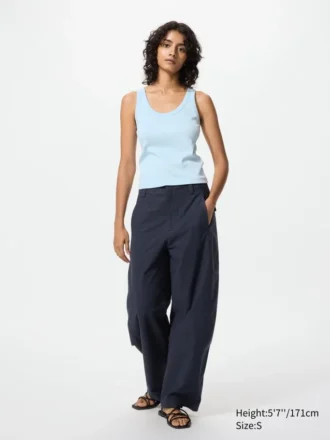 Camiseta sin mangas de punto elástico suave para mujer