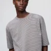 Camiseta unisex oversize de algodón AIRism a rayas