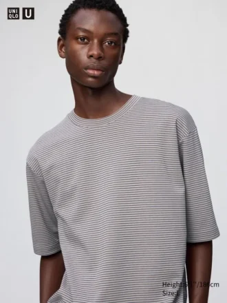 Camiseta unisex oversize de algodón AIRism a rayas