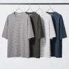 Camiseta unisex oversize de algodón AIRism a rayas