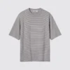 Camiseta unisex oversize de algodón AIRism a rayas