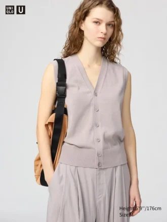 Chaleco de punto con botones para mujer, lavable