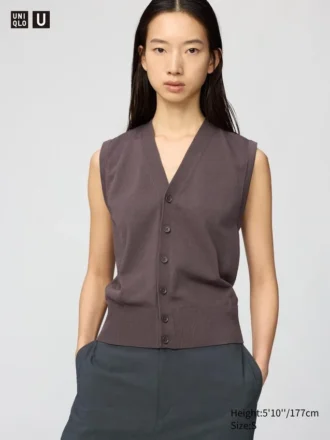 Chaleco de punto con botones para mujer, lavable