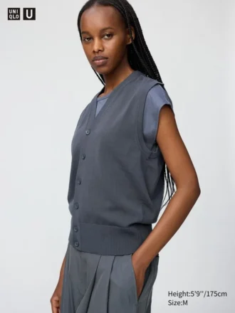 Chaleco de punto con botones para mujer, lavable