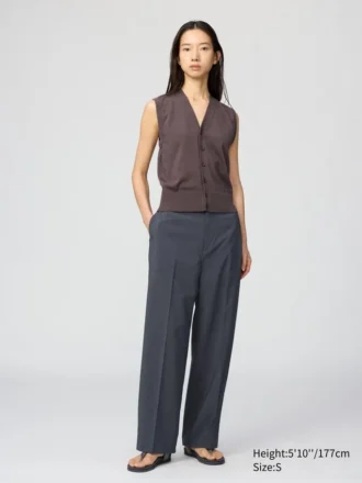 Chaleco de punto con botones para mujer, lavable