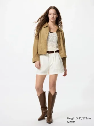 Chaqueta corta suave cepillada para mujer