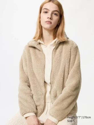 Chaqueta de mujer con cremallera completa de forro polar de hilo mullido Chaqueta de mujer con cremallera completa de forro polar de hilo mullido