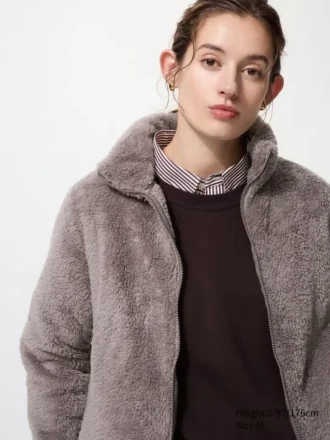 Chaqueta de mujer con cremallera completa de forro polar de hilo mullido Chaqueta de mujer con cremallera completa de forro polar de hilo mullido