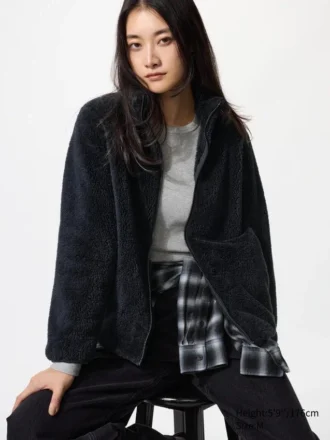 Chaqueta de mujer con cremallera completa de forro polar de hilo mullido Chaqueta de mujer con cremallera completa de forro polar de hilo mullido