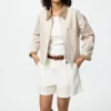 Chaqueta de pantalones cortos con cremallera para mujer Chaqueta de pantalones cortos con cremallera para mujer