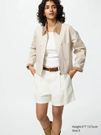 Chaqueta de pantalones cortos con cremallera para mujer