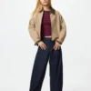 Chaqueta de pantalones cortos con cremallera para mujer Chaqueta de pantalones cortos con cremallera para mujer