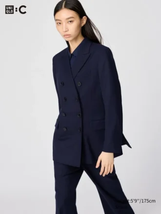 Chaqueta entallada de doble botonadura para mujer