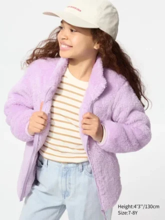 Chaqueta infantil de felpa de hilo mullido con cremallera completa