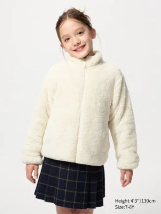 Chaqueta infantil de felpa de hilo mullido con cremallera completa