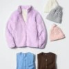 Chaqueta infantil de felpa de hilo mullido con cremallera completa Chaqueta infantil de felpa de hilo mullido con cremallera completa