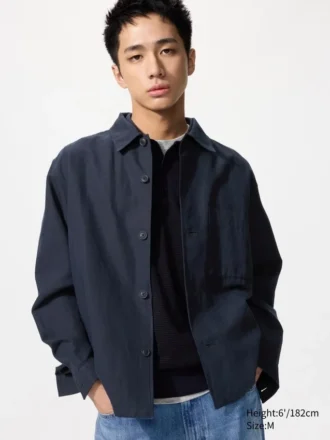 Chaqueta tipo camisa unisex de algodón y lino Chaqueta tipo camisa unisex de algodón y lino