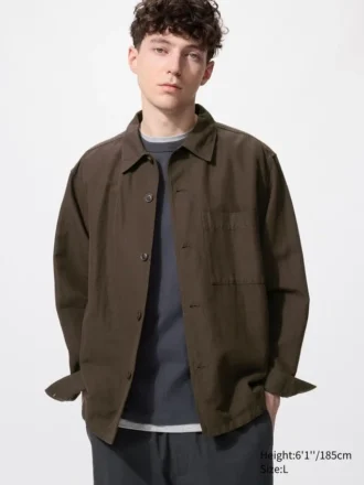 Chaqueta tipo camisa unisex de algodón y lino Chaqueta tipo camisa unisex de algodón y lino