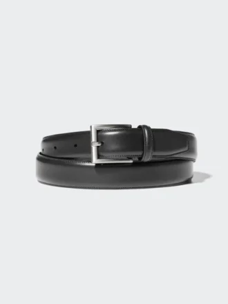 Cinturón cosido de cuero italiano para hombre