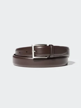 Cinturón cosido de cuero italiano para hombre