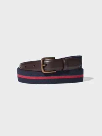 Cinturón de cuero a rayas para hombre
