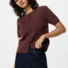 Cárdigan con bordes festoneados para mujer Cárdigan con bordes festoneados para mujer
