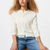 Cárdigan corto de punto elástico de merino para mujer Cárdigan corto de punto elástico de merino para mujer