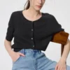 Cárdigan de encaje transparente para mujer | Mangas cortas Cárdigan de encaje transparente para mujer | Mangas cortas