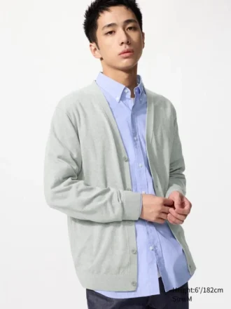 Cárdigan de punto con cuello en V para hombre