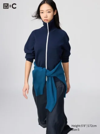 Cárdigan lavable con cremallera completa y tejido de canalé Milano para mujer Cárdigan lavable con cremallera completa y tejido de canalé Milano para mujer