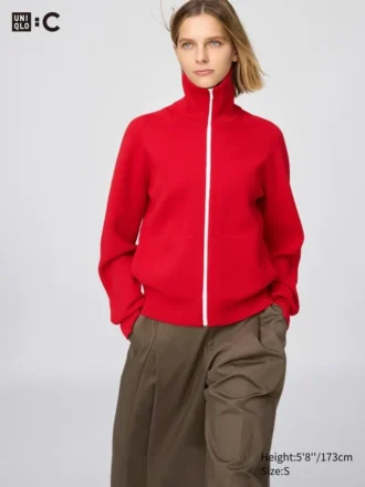 Cárdigan lavable con cremallera completa y tejido de canalé Milano para mujer Cárdigan lavable con cremallera completa y tejido de canalé Milano para mujer