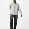 Cárdigan unisex con cuello de camisa y canalé milanés Cárdigan unisex con cuello de camisa y canalé milanés