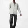 Cárdigan unisex con cuello de camisa y canalé milanés