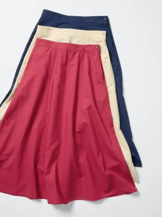 Falda acampanada de mezcla de lino para mujer
