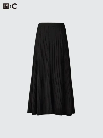 Falda acanalada de mezcla de merino para mujer